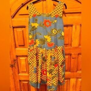 Floral Women’s Dress in Blue and Yellow